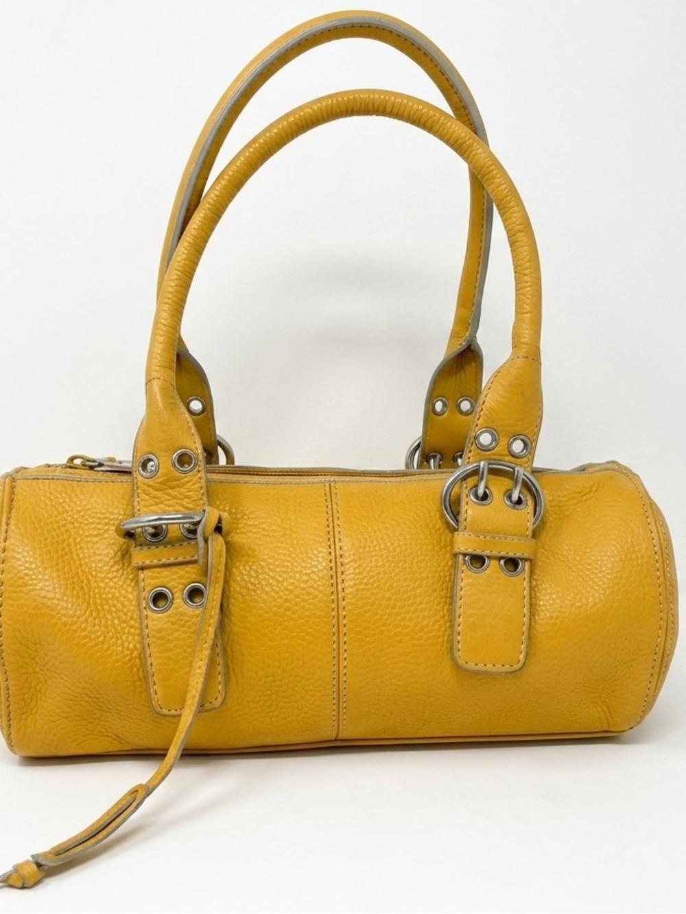 Bandolino Mustard Yellow Leather Barrel Shoulder Bag
